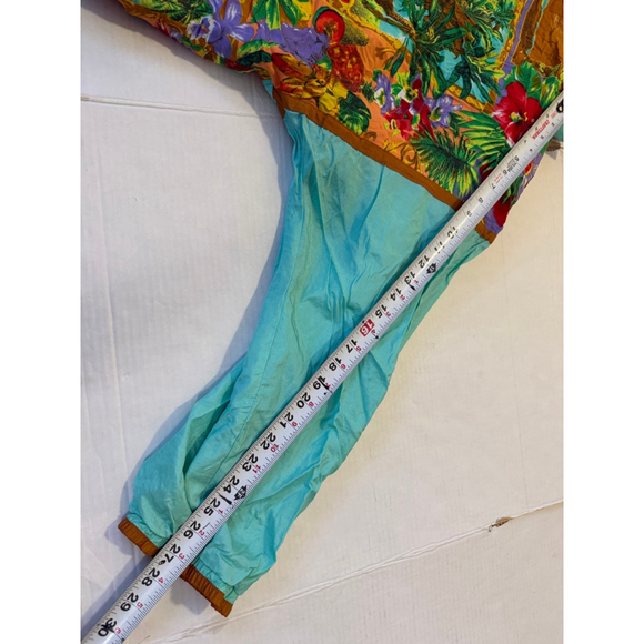 VTG New Women's FOXRUN Teal Multi-color Tropical Print Jacket Size L - Picture 7 of 11